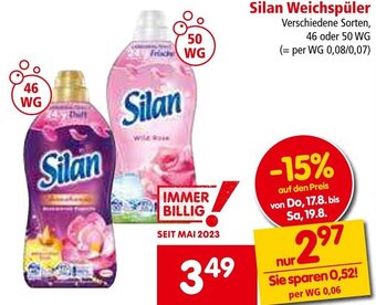 Interspar Silan Weichspüler Verschiedene Sorten, 46 oder 50 WG Angebot