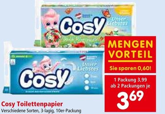 Interspar Cosy Toilettenpapier Verschiedene Sorten, 3-lagig, 10er-Packung Angebot