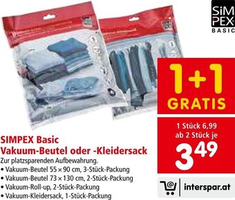 Interspar SIMPEX Basic Vakuum-Beutel oder -Kleidersack Angebot