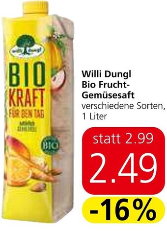 Eurospar Willi Dungl Bio Frucht-Gemüsesaft verschiedene Sorten, 1 Liter Angebot