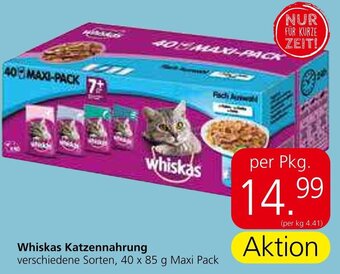 Eurospar Whiskas Katzennahrung verschiedene Sorten, 40 x 85 g Maxi Pack Angebot