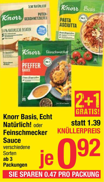 Maximarkt Knorr Basis, Echt Natürlich! oder Feinschmecker Sauce verschiedene Sorten Angebot