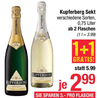 Maximarkt Kupferberg Sekt verschiedene Sorten, 0,75 Liter ab 2 Flaschen Angebot