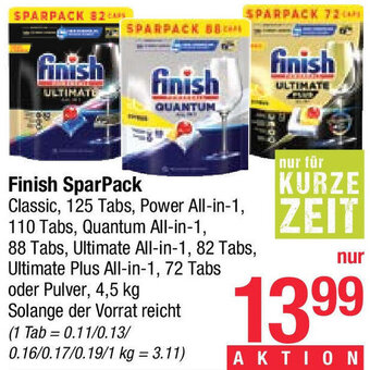 Maximarkt Finish SparPack Classic, 125 Tabs, Power All-in-1, 110 Tabs, Quantum All-in-1, Angebot
