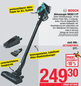 Maximarkt BOSCH Akkusauger BKS6111P Angebot