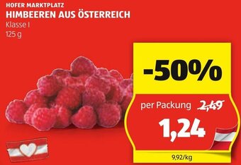 Hofer HOFER MARKTPLATZ HIMBEEREN AUS ÖSTERREICH Klasse I 125 g Angebot
