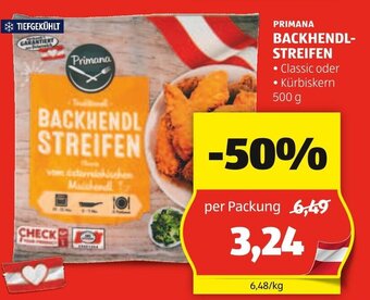 Hofer Primana BACKHENDL STREIFEN ● • Classic oder • Kürbiskern 500 g Angebot