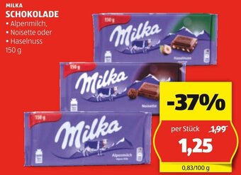 Hofer Milka SCHOKOLADE 150 g Angebot