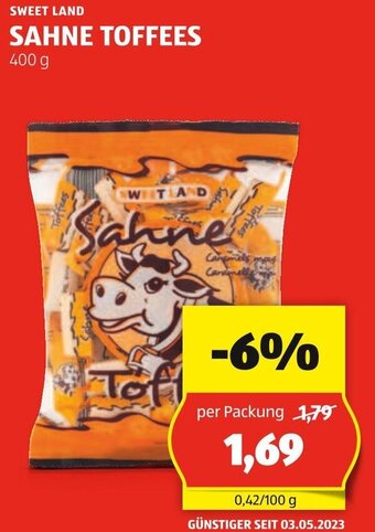 Hofer SWEET LAND SAHNE TOFFEES 400 g Angebot