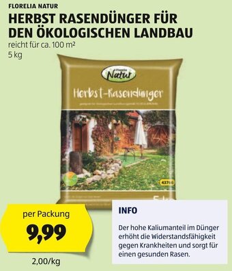Hofer FLORELIA NATUR HERBST RASENDÜNGER FÜR DEN ÖKOLOGISCHEN LANDBAU 5 kg Angebot