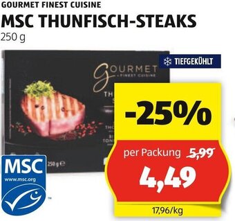 Hofer GOURMET FINEST CUISINE MSC THUNFISCH-STEAKS 250 g Angebot
