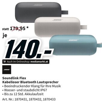 Media Markt BOSE Soundlink Flex Kabelloser Bluetooth Lautsprecher Angebot