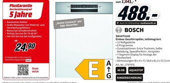 Media Markt BOSCH SMI4ITS10E Einbau-Geschirrspüler, teilintegriert Angebot