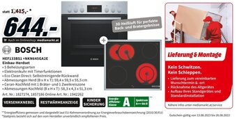 Media Markt BOSCH HEF133BS1 +NKN645GA2E Einbau-Herdset Angebot