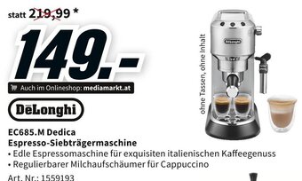 Media Markt DeLonghi EC685.M Dedica Espresso-Siebträgermaschine Angebot