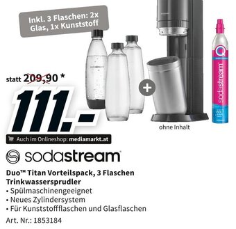 Media Markt sodastream Duo™ Titan Vorteilspack, 3 Flaschen Trinkwassersprudler Angebot