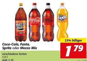 Strasser Markt Coca-Cola, Fanta, Sprite oder Mezzo Mix verschiedene Sorten 1,5 I Angebot