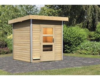 Hornbach Saunahaus karibu opal 2 ohne ofen mit holztüre und klarglas Angebot