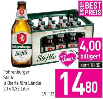 Sutterlüty Fohrenburger Stiftle 's Bierle fürs Ländle 20 x 0,33 Liter Angebot