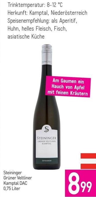 Sutterlüty Steininger Grüner Veltliner Kamptal DAC 0,75 Liter Angebot