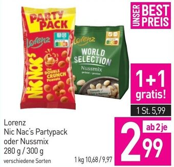 Sutterlüty Lorenz Nic Nac's Partypack oder Nussmix 280 g/ 300 g Angebot