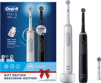Media Markt Oral-b pro 3-3900 n duo elektrische zahnbürste black + white Angebot