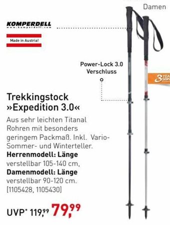 Intersport KOMPERDELL Trekkingstock >>Expedition 3.0<< Angebot