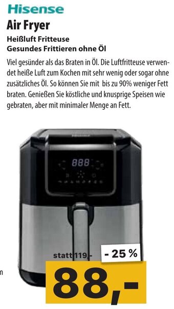 Cosmos Hisense Air Fryer Heißluft Fritteuse Gesundes Frittieren ohne Öl Angebot
