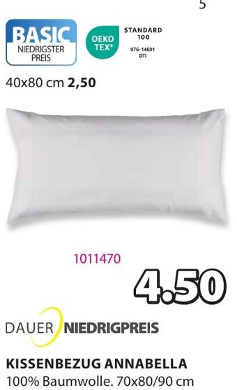 JYSK KISSENBEZUG ANNABELLA 100% Baumwolle. 70x80/90 cm Angebot