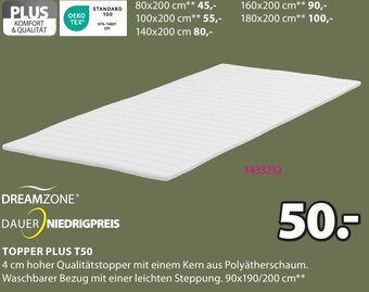 JYSK TOPPER PLUS T50 90x190/200 cm Angebot