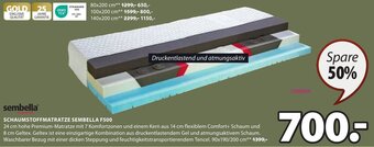 JYSK SCHAUMSTOFFMATRATZE SEMBELLA F500 90 x 190/200 cm Angebot