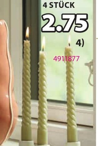 JYSK KERZE BALDUR Paraffin. 4 Stück. H26 cm Angebot