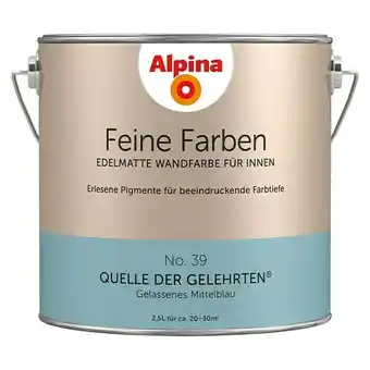 Bauhaus Alpina wandfarbe feine farben (2,5 l, quelle der gelehrten, no. 39 - gelassenes mittelblau, matt) Angebot