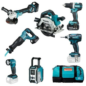 Bauhaus Makita maschinen-set dlx7018tx1 (3 akkus, 18 v, 5 ah, 7 -tlg.) Angebot