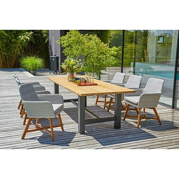 Gartenmöbelset anni/neele (7 tlg., aluminium/teak/polyrattan