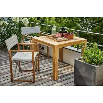 Bauhaus Sunfun balkonmöbel-set laura/kathrin (3 -tlg., akazie/polyesterfaser/aluminium, naturbraun/hellgrau, gartenstuhl klappbar) Angebot