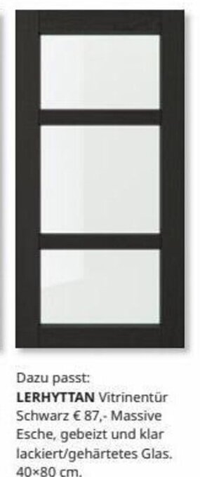 IKEA LERHYTTAN Vitrinentür Schwarz Angebot