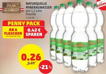 PENNY NATURQUELLE MINERALWASSER pro 1,5 Liter Flasche Angebot