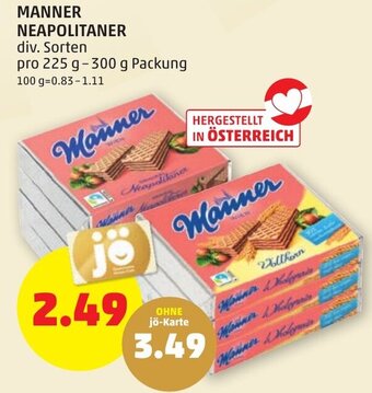 PENNY MANNER NEAPOLITANER div. Sorten pro 225 g-300 g Packung Angebot