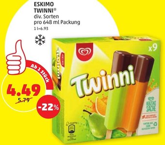 PENNY ESKIMO TWINNI* div. Sorten pro 648 ml Packung Angebot