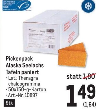 Metro Pickenpack Alaska Seelachs Tafeln paniert 50x150 g Angebot