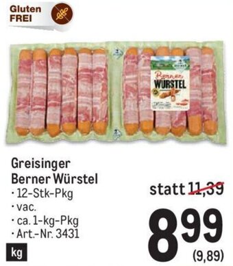 Metro Greisinger Berner Würstel • 12-Stk-Pkg Angebot