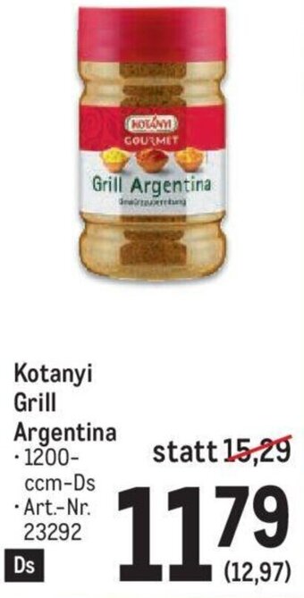Metro Kotanyi Grill Argentina Angebot
