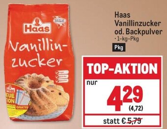 Metro Haas Vanillinzucker od. Backpulver • 1-kg-Pkg Angebot