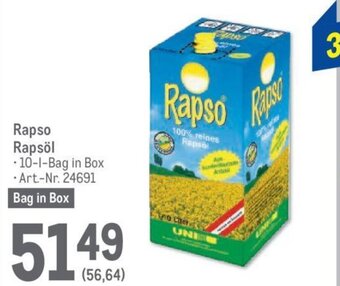 Metro Rapso Rapsöl . 10-1-Bag in Box Art.-Nr. 24691 Bag in Box Angebot