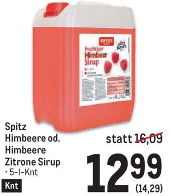 Metro Spitz Himbeere od. Himbeere Zitrone Sirup -5-l-Knt Angebot