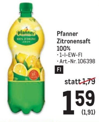 Metro Pfanner Zitronensaft 100% -1-1-EW-FI Art.-Nr. 106398 Angebot