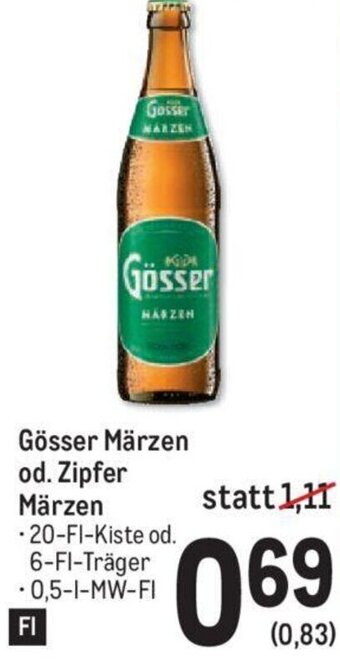 Metro Gösser Märzen od. Zipfer Märzen -20-F1-Kiste od. 6-FI-Träger -0,5-1-MW-FI Angebot
