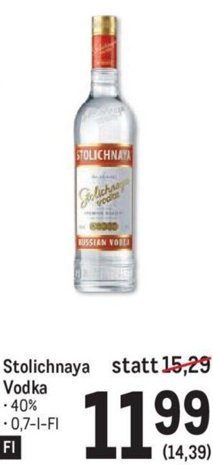 Metro Stolichnaya Vodka 0,7-l-Fl Angebot
