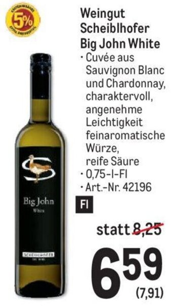 Metro Weingut Scheiblhofer Big John White 0,75-l-Fl Angebot